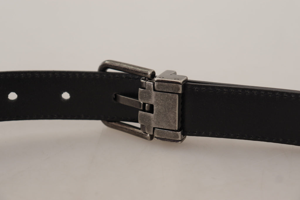 Dolce & Gabbana Black Smooth Leather Vintage Logo Metal Buckle Belt
