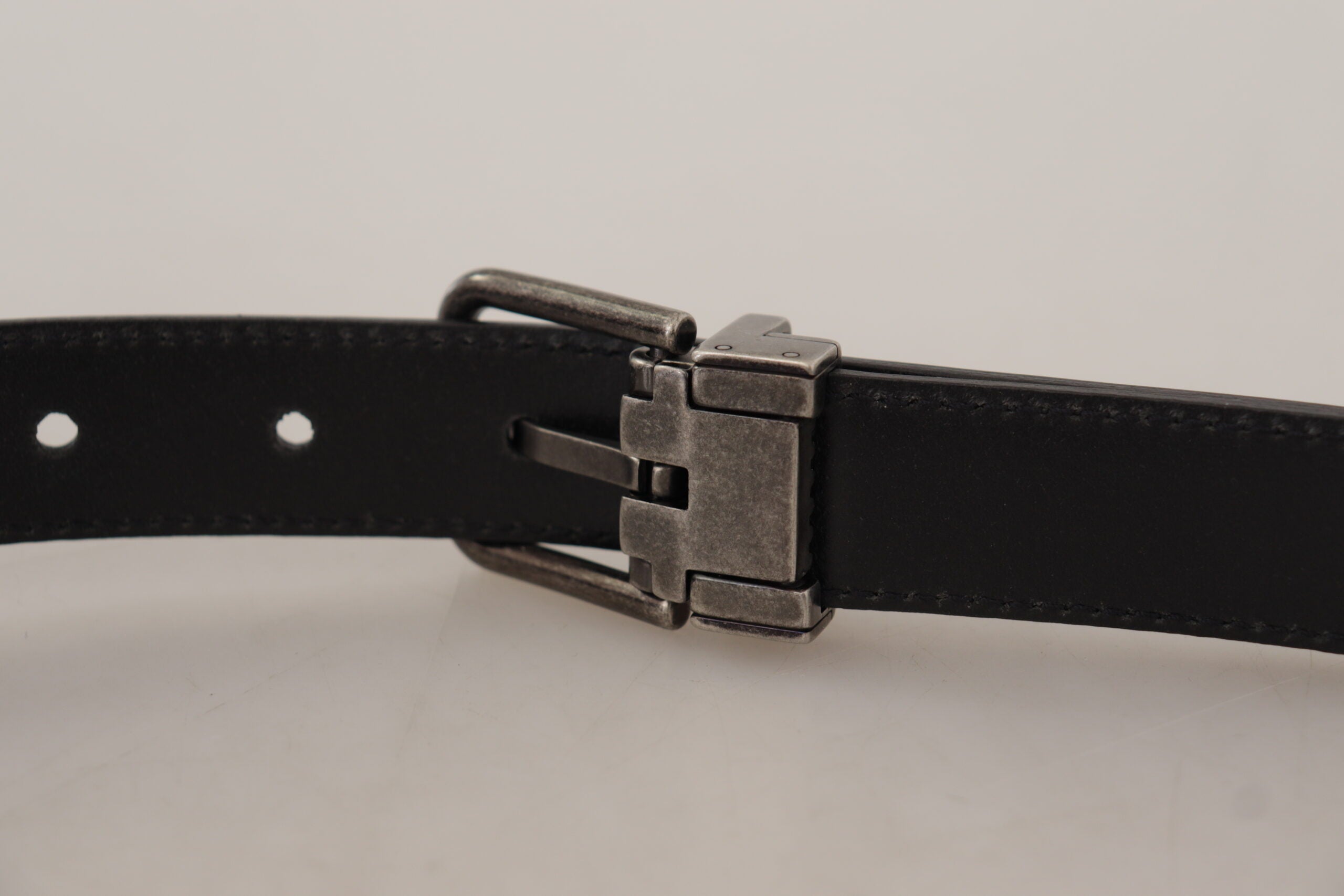 Dolce & Gabbana Black Smooth Leather Vintage Logo Metal Buckle Belt