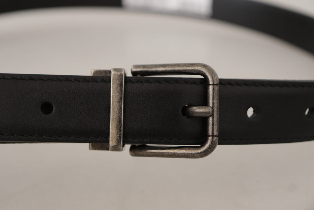 Dolce & Gabbana Black Smooth Leather Vintage Logo Metal Buckle Belt