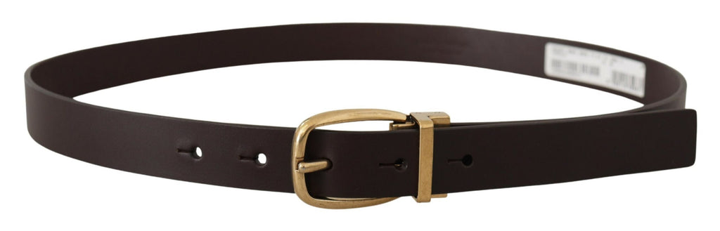 Dolce & Gabbana Dunkelbraunes Kalbsleder Goldfarbene Metallschnalle