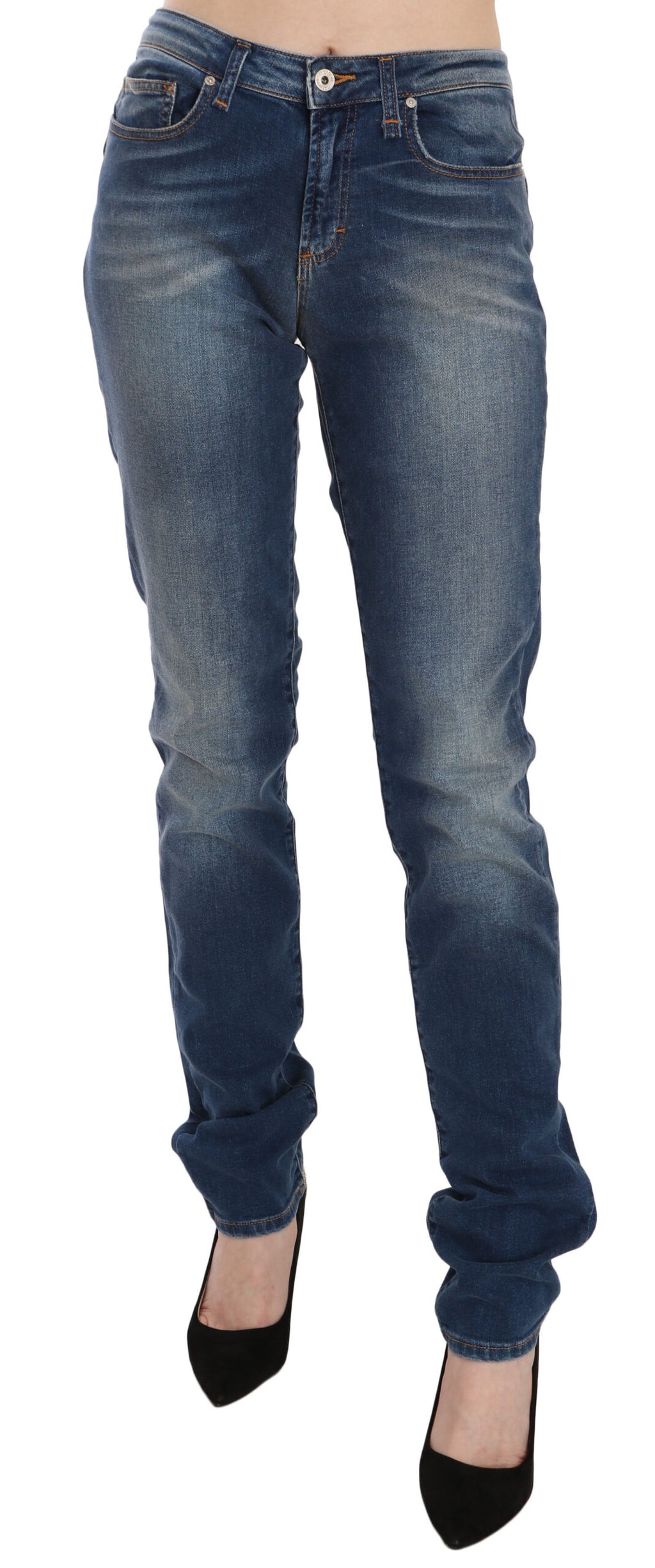 Fiorucci Blue Washed Mid-Rise Slim-Fit Denim Jeans