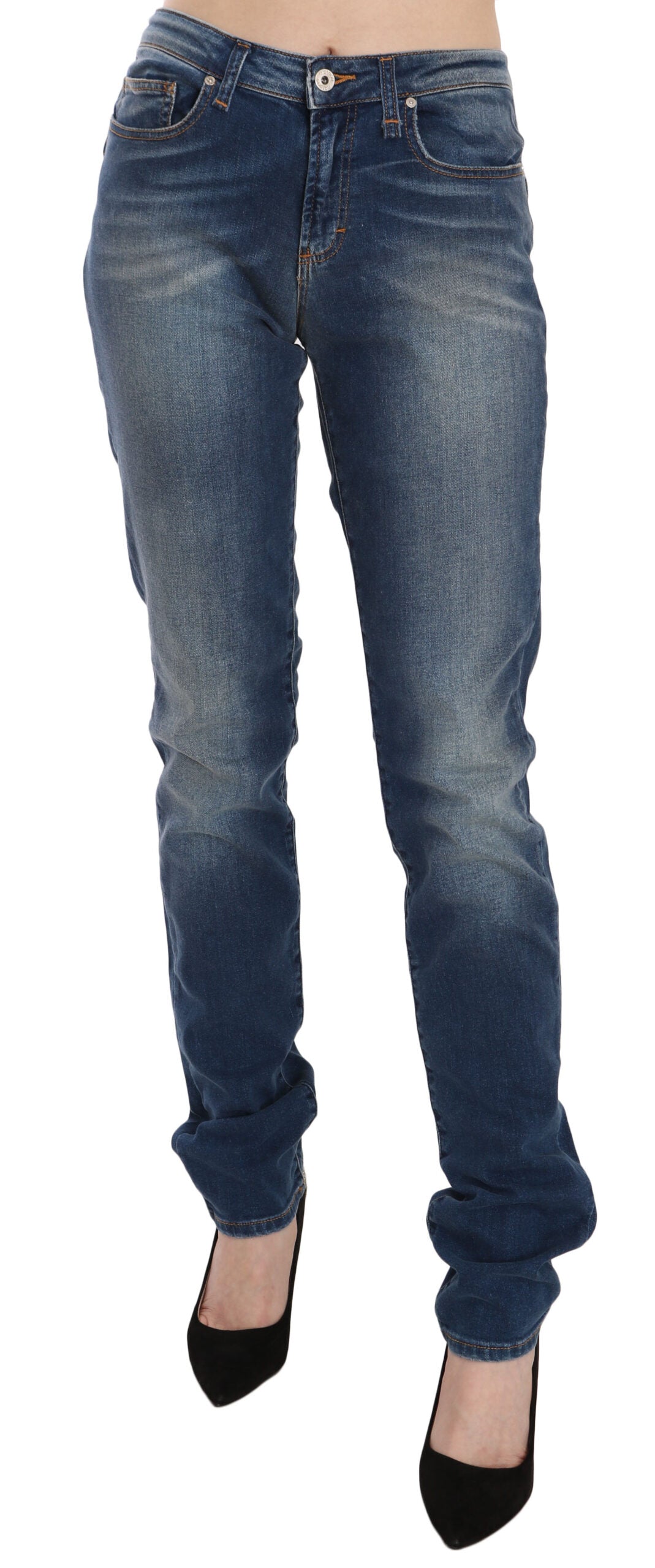 Fiorucci Blue Washed Mid-Rise Slim-Fit Denim Jeans