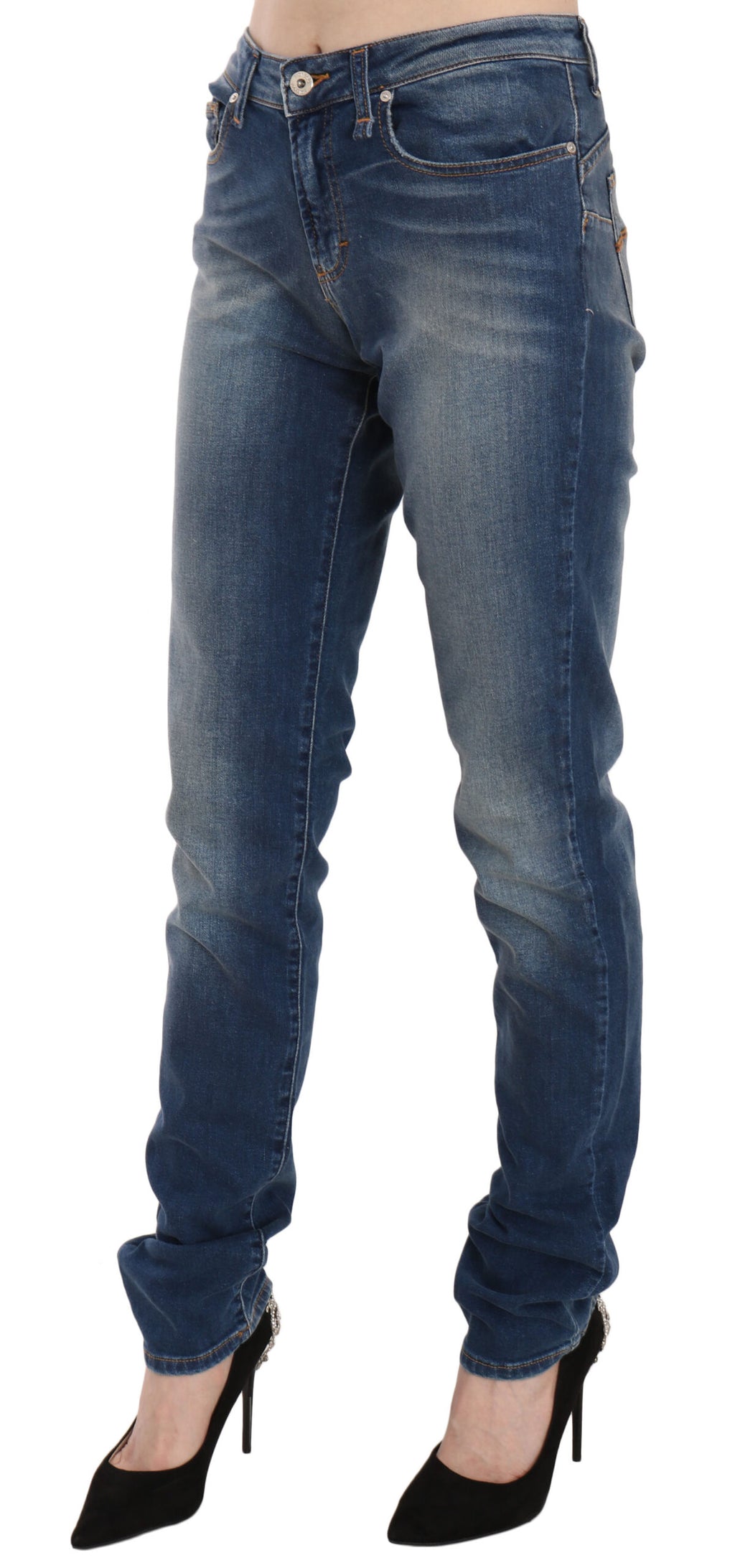 Fiorucci Blue Washed Mid-Rise Slim-Fit Denim Jeans
