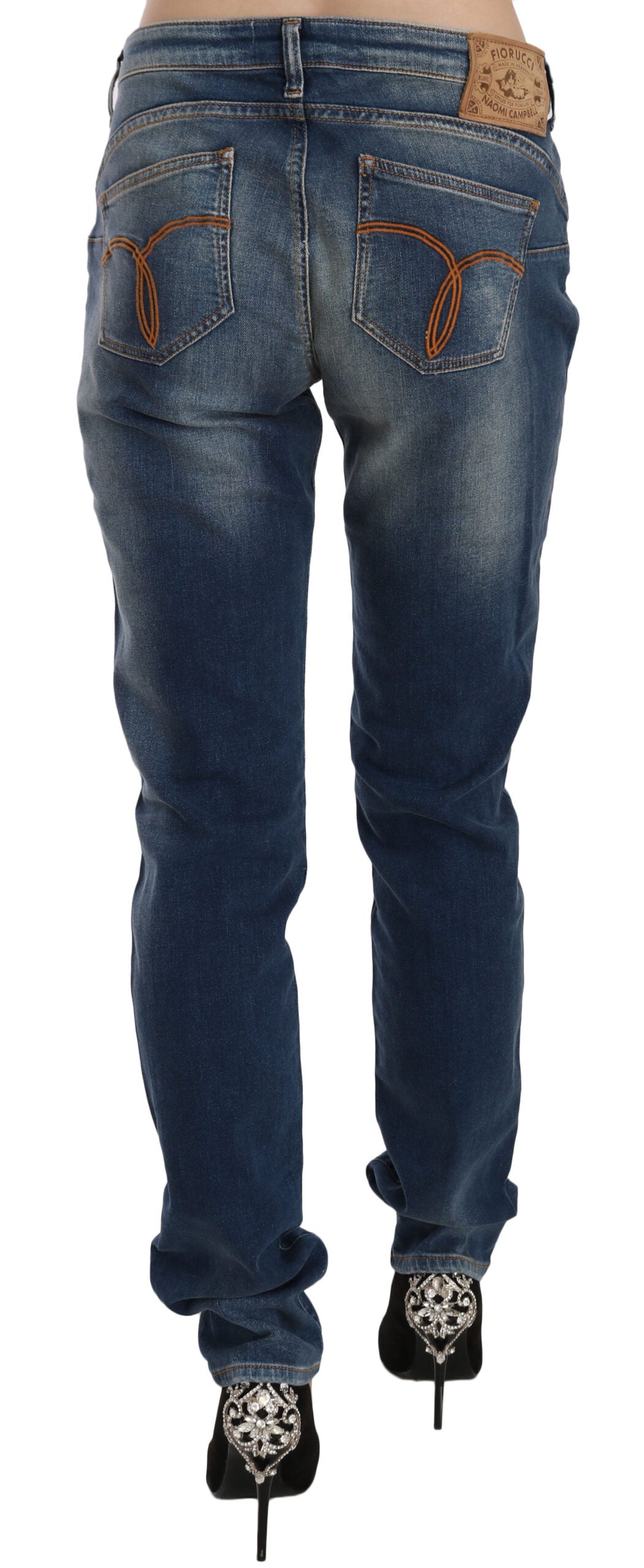 Fiorucci Blue Washed Mid-Rise Slim-Fit Denim Jeans