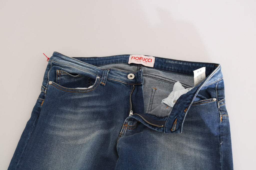 Fiorucci Blue Washed Mid-Rise Slim-Fit Denim Jeans