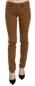 PLEIN SUD Brown mid-rise slim-fit cotton denim jeans