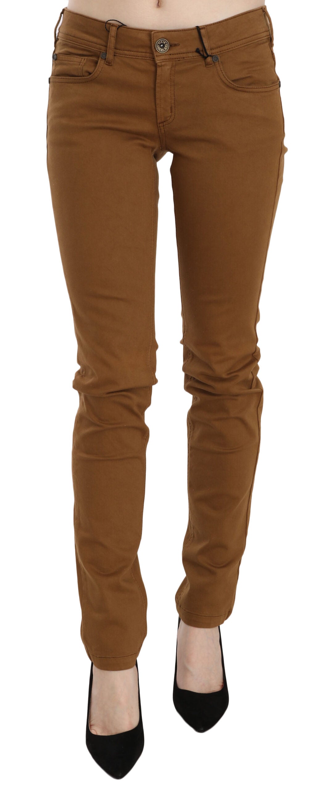 PLEIN SUD Brown mid-rise slim-fit cotton denim jeans