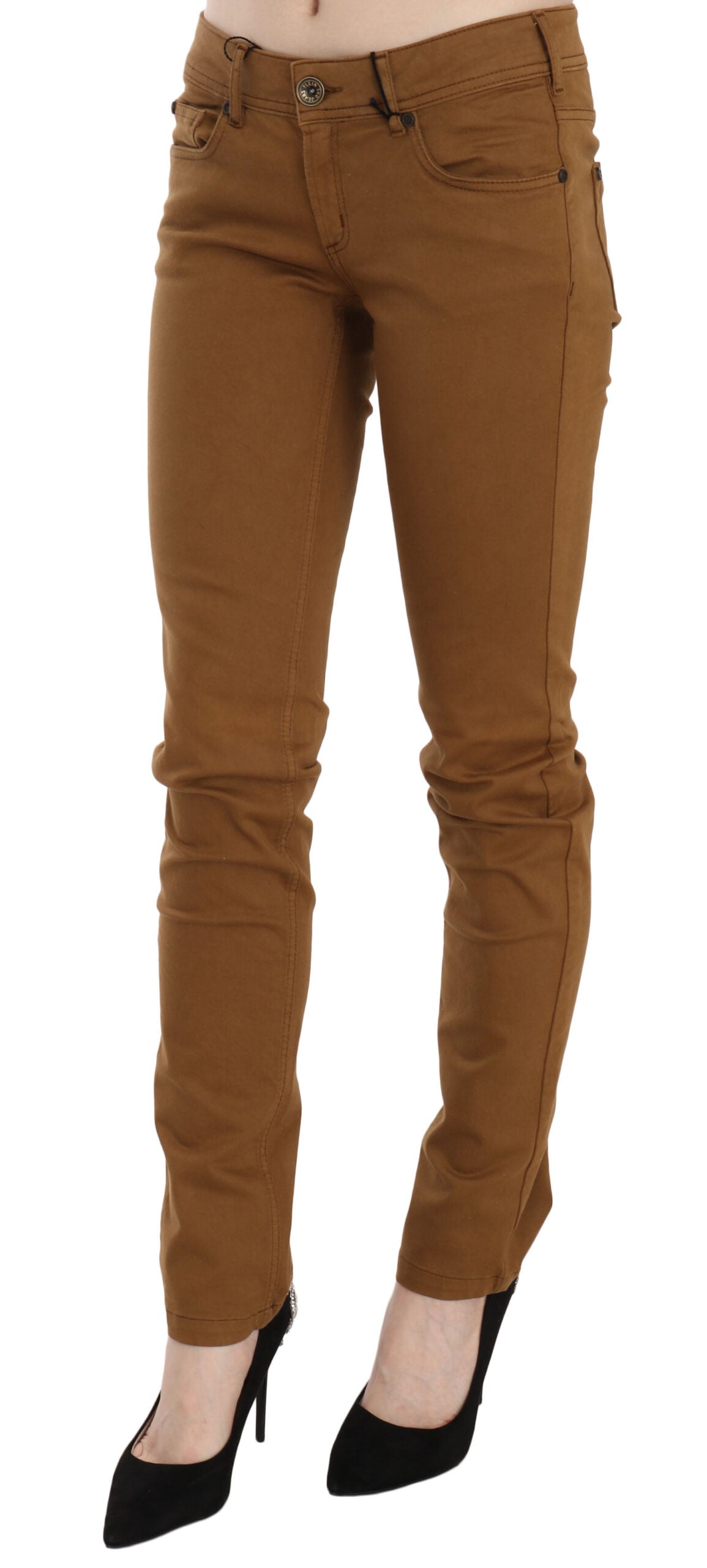 PLEIN SUD Brown mid-rise slim-fit cotton denim jeans