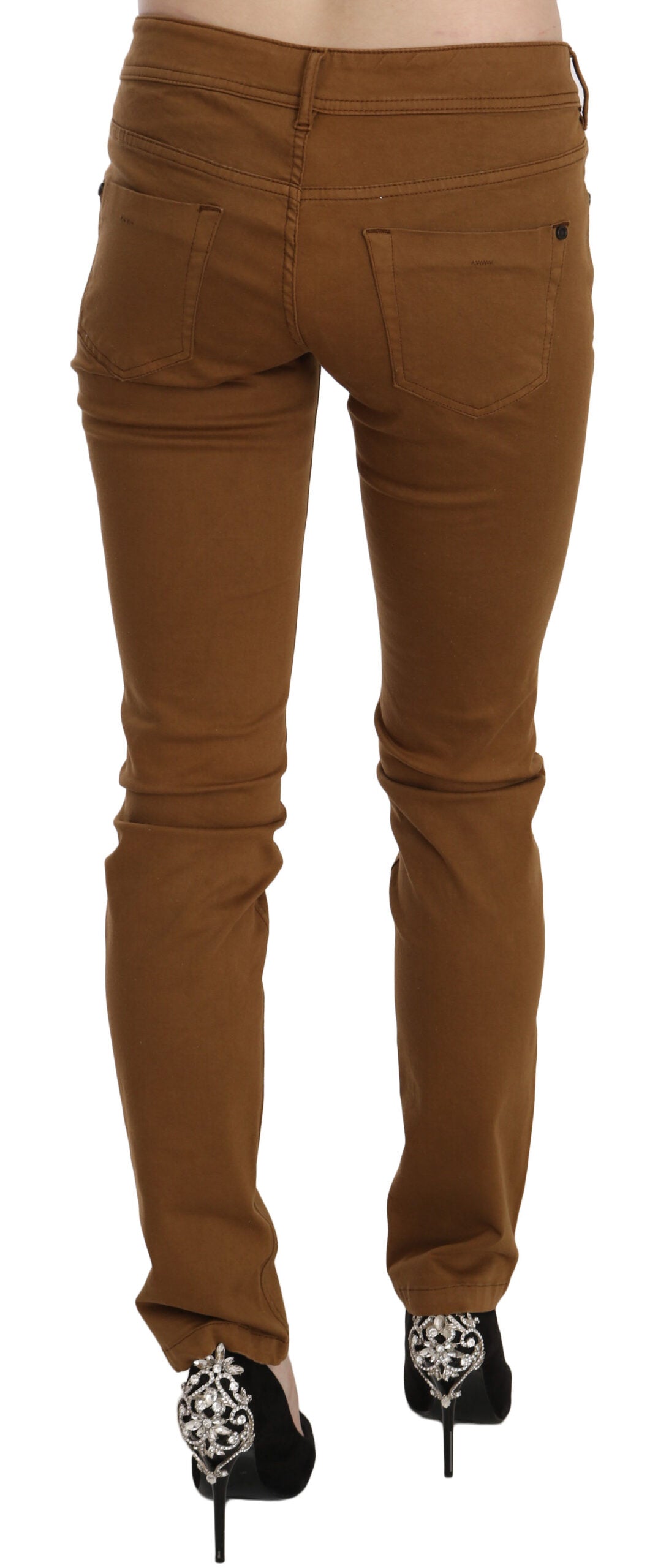 PLEIN SUD Brown mid-rise slim-fit cotton denim jeans
