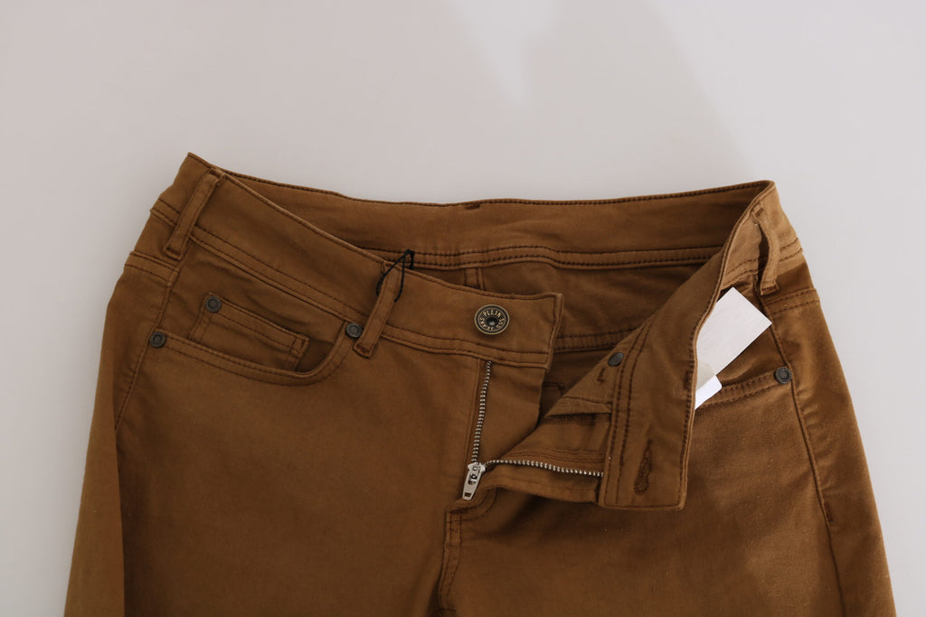 PLEIN SUD Brown mid-rise slim-fit cotton denim jeans
