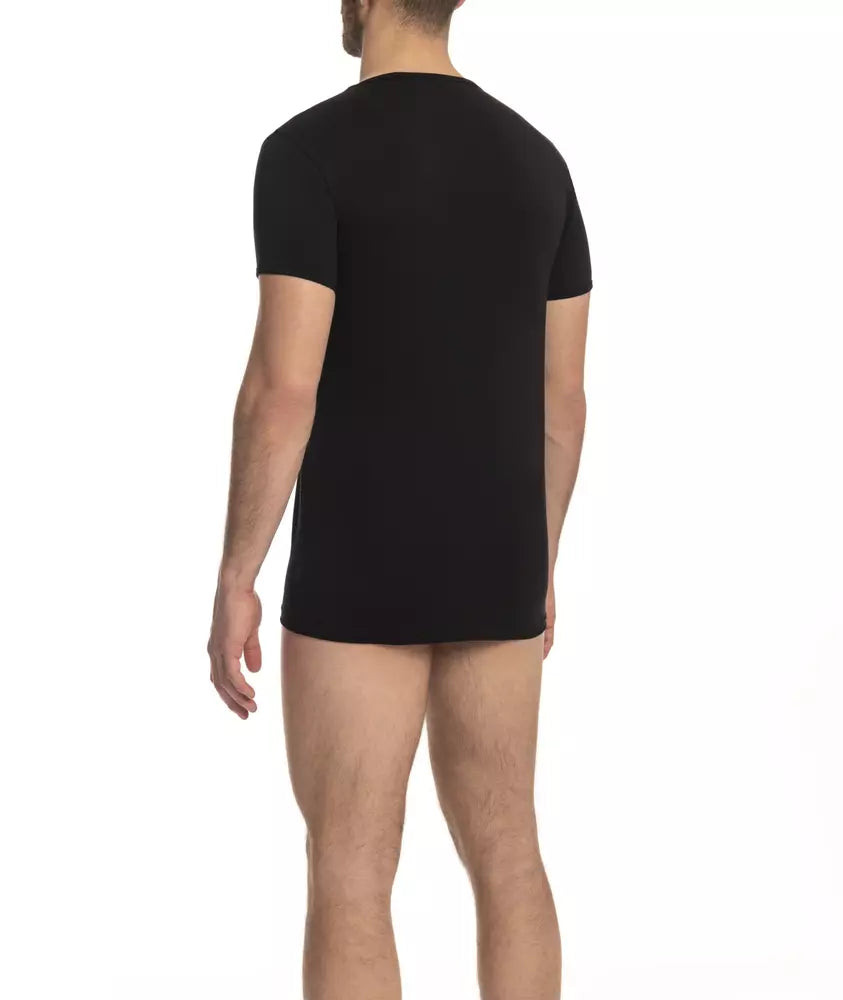 Cavalli Class Schwarzes Herren-T-Shirt aus Baumwolle