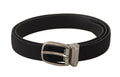 Dolce & Gabbana Black Calf Leather Silver-Tone Logo Metal Belt