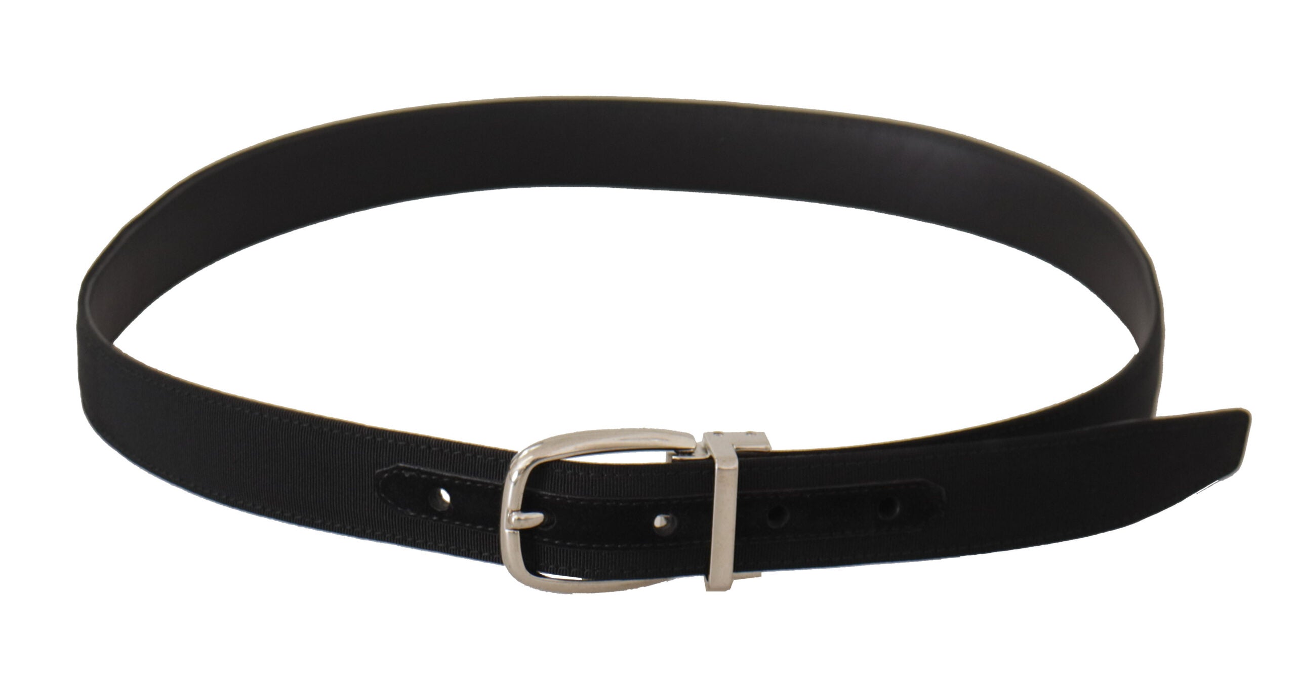 Dolce & Gabbana Belt Black Calfskin Silver-Tone Metal Buckle