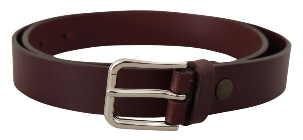 Dolce & Gabbana Chestnut Calfskin Belt with Silver-Tone Metal Buckle