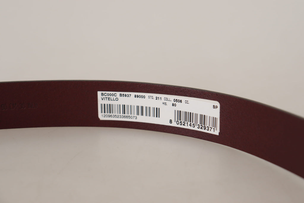 Dolce & Gabbana Chestnut Calfskin Belt with Silver-Tone Metal Buckle