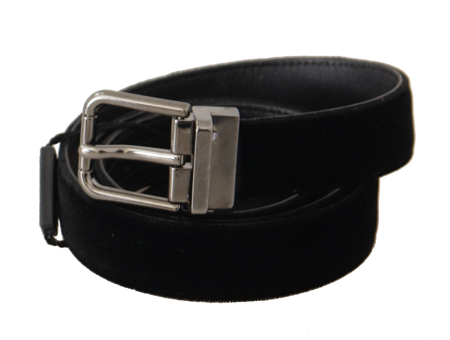 Dolce & Gabbana Black Cotton Belt with Silver-Tone Metal Buckle