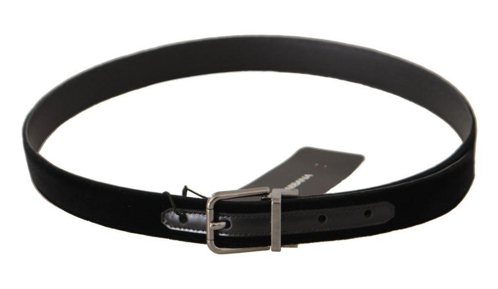Dolce & Gabbana Black Cotton Belt with Silver-Tone Metal Buckle