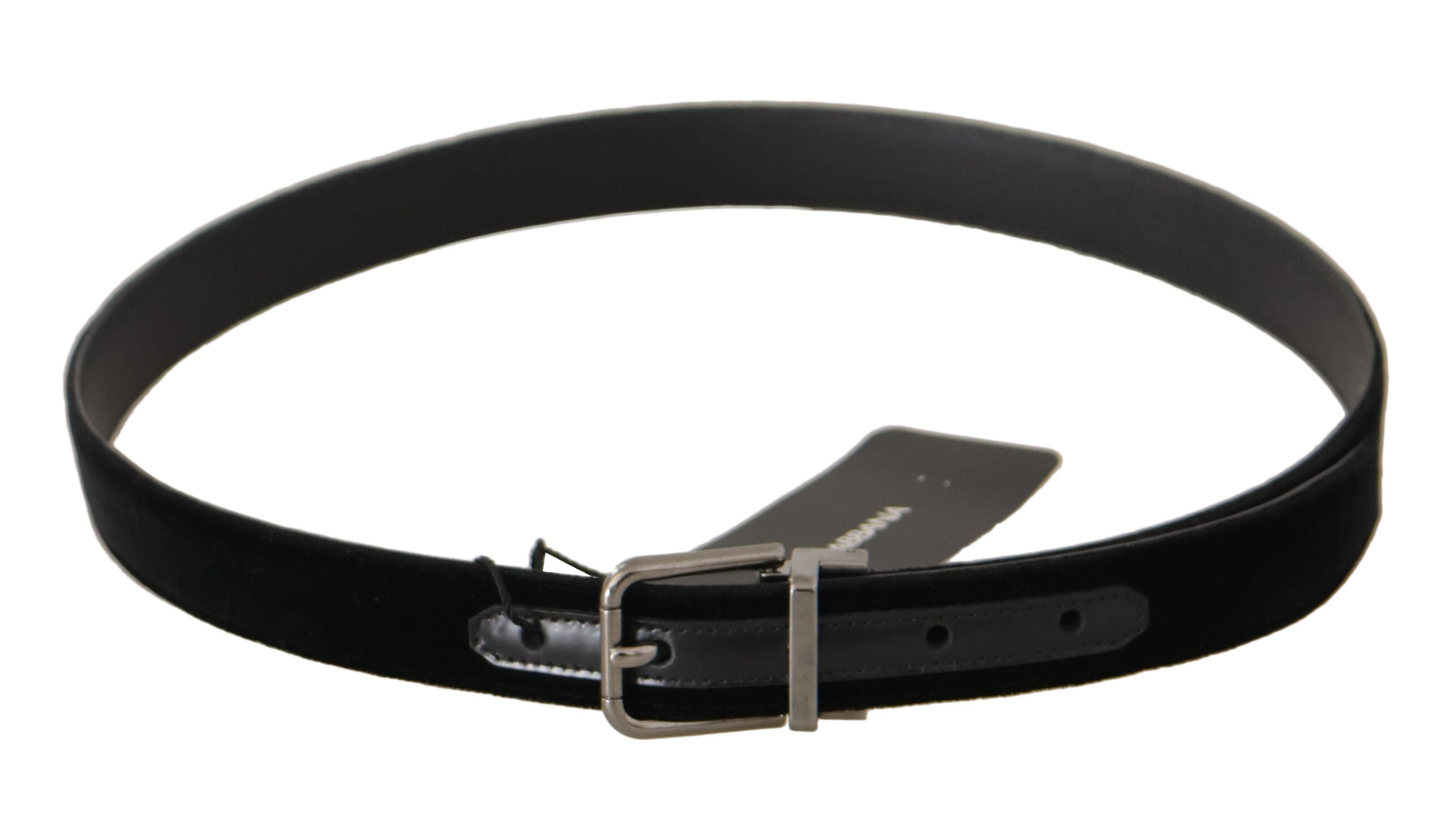 Dolce & Gabbana Black Cotton Belt with Silver-Tone Metal Buckle