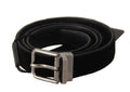 Dolce & Gabbana Black Cotton Belt with Silver-Tone Metal Buckle