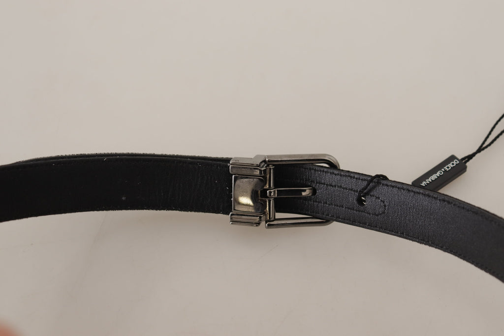 Dolce & Gabbana Black Cotton Belt with Silver-Tone Metal Buckle
