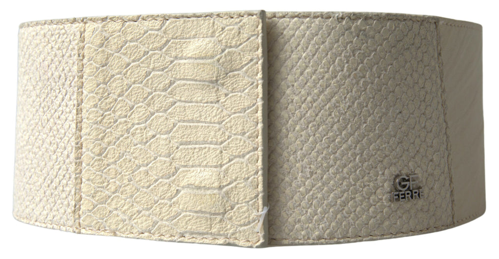 GF Ferre Off-White Waxed Cotton Wide Fashion Waist Belt