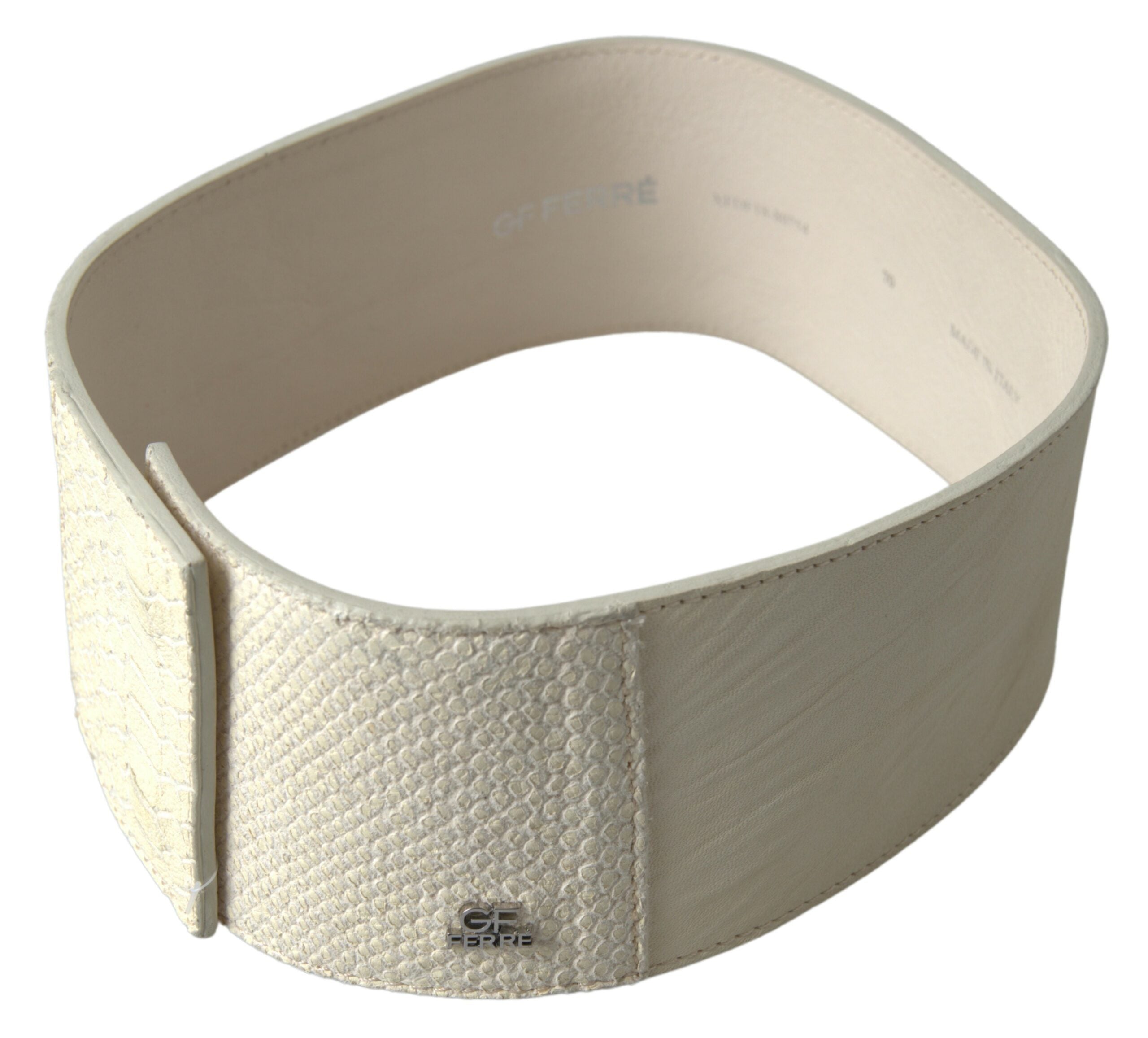 GF Ferre Off-White Waxed Cotton Wide Fashion Waist Belt