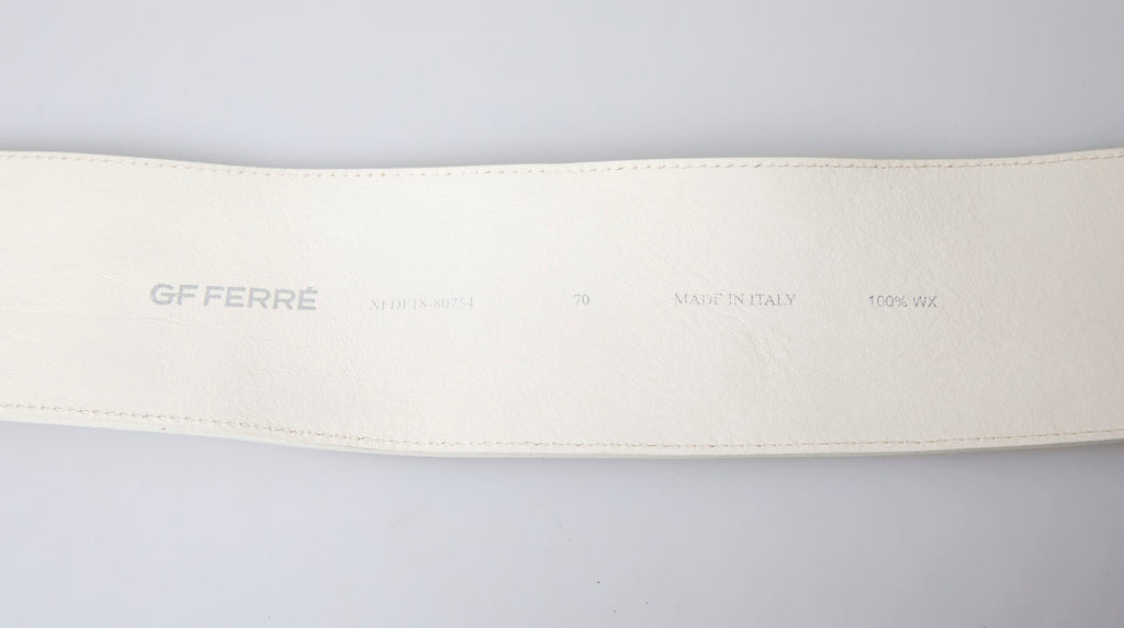 GF Ferre Off-White Waxed Cotton Wide Fashion Waist Belt