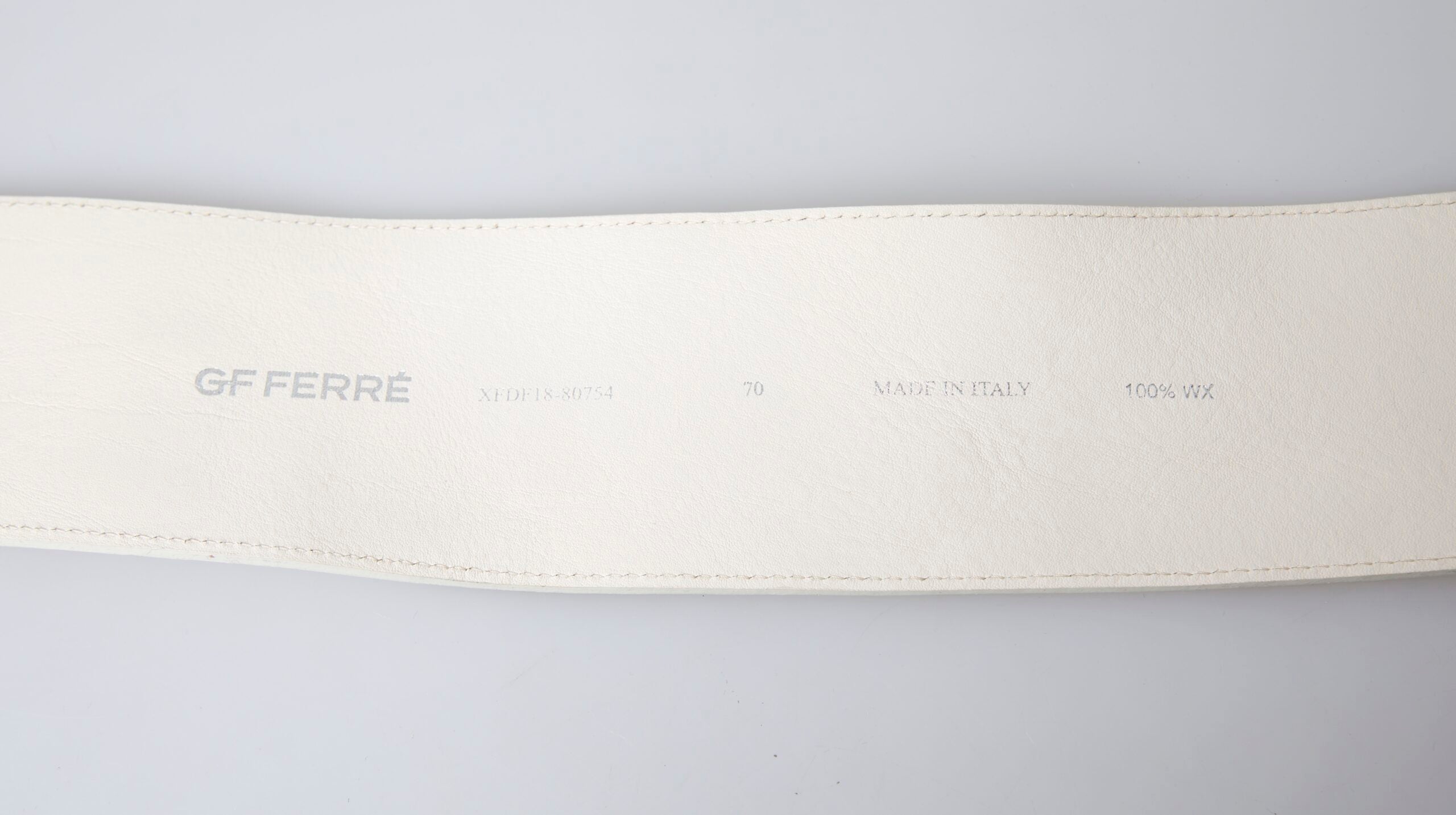 GF Ferre Off-White Waxed Cotton Wide Fashion Waist Belt