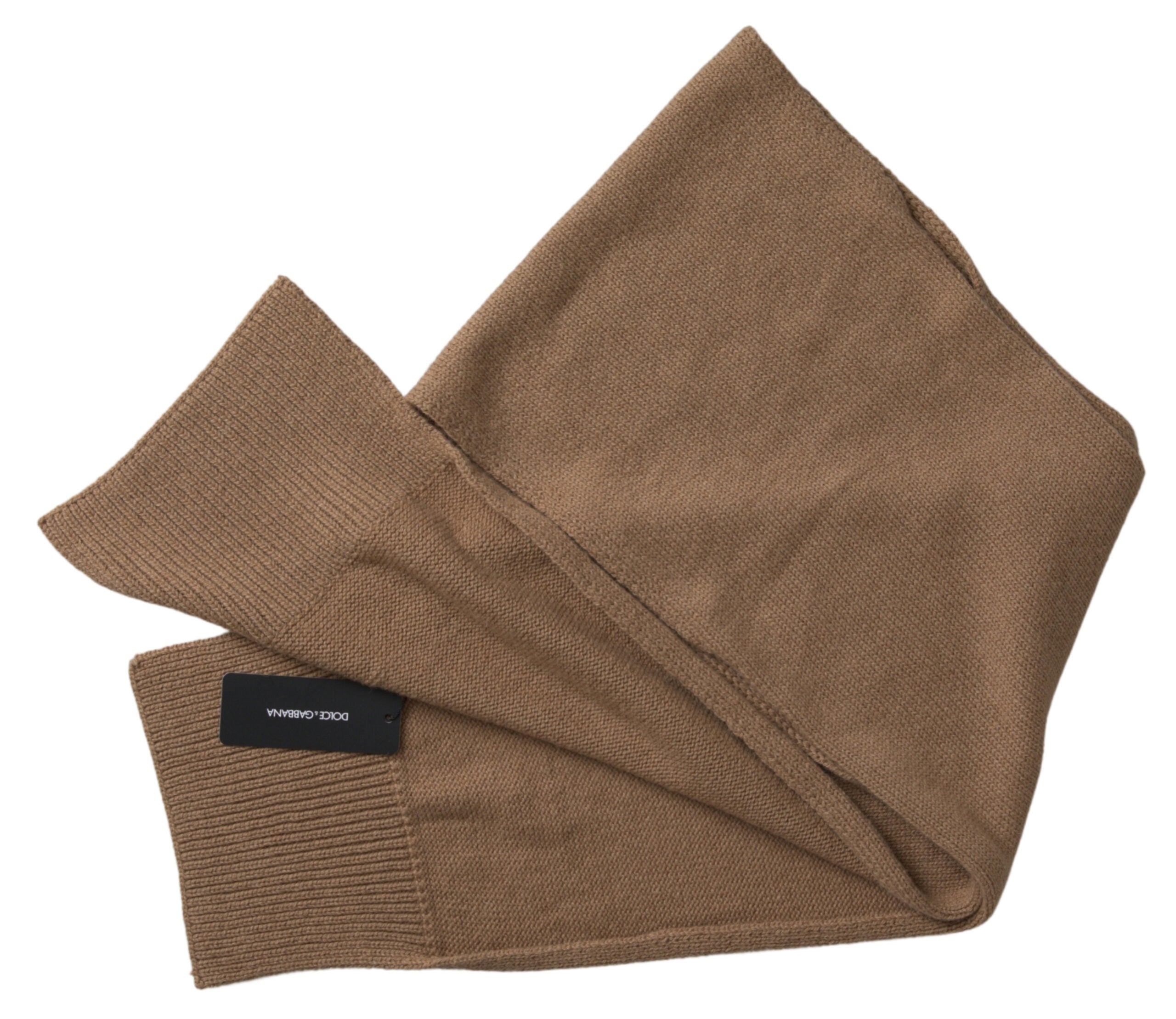 Dolce & Gabbana Brown Knitted Camel Wrap Scarf Foulard Scarf