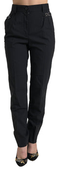 Dolce & Gabbana Schwarze taillierte Hose aus Wolle