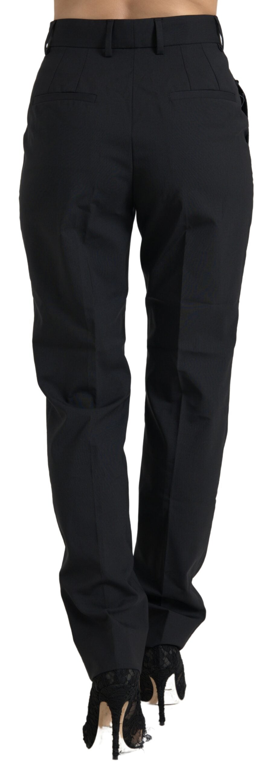 Dolce & Gabbana Schwarze taillierte Hose aus Wolle