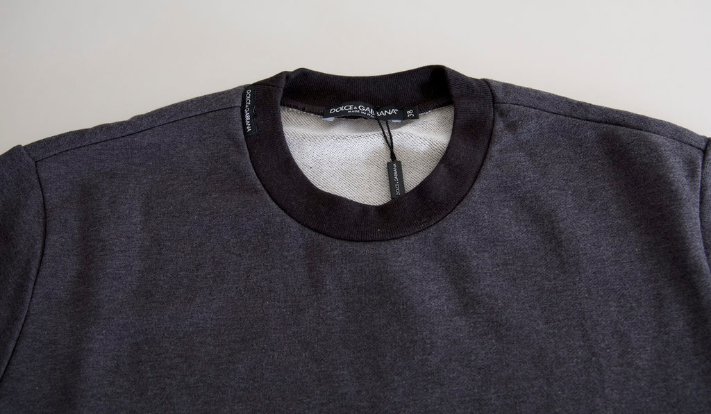 Dolce & Gabbana Dunkelgrauer Pullover mit Rundhalsausschnitt aus Baumwolle