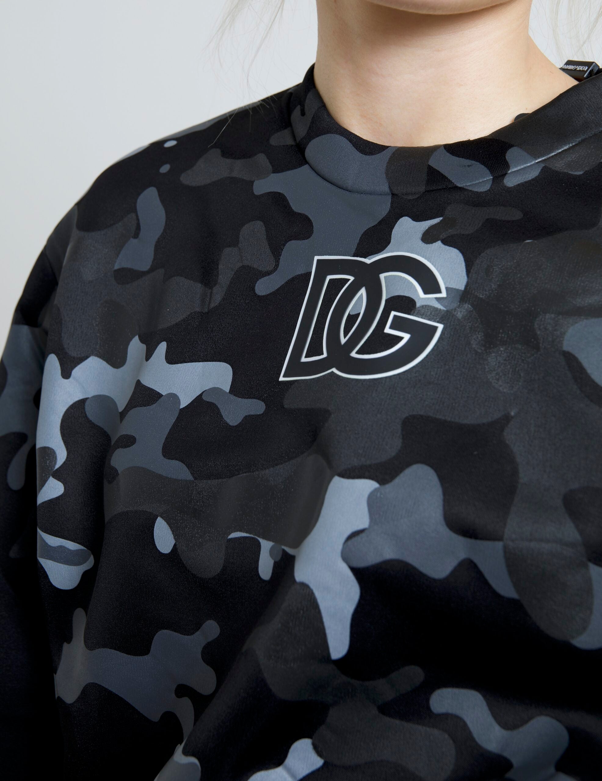 Dolce & Gabbana Black Camouflage Crew Neck Sweatshirt Pullover