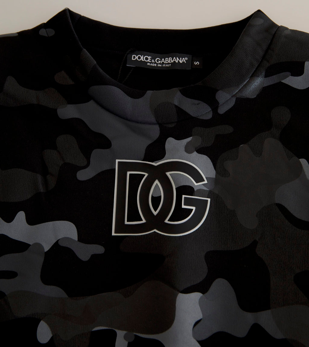 Dolce & Gabbana Black Camouflage Crew Neck Sweatshirt Pullover