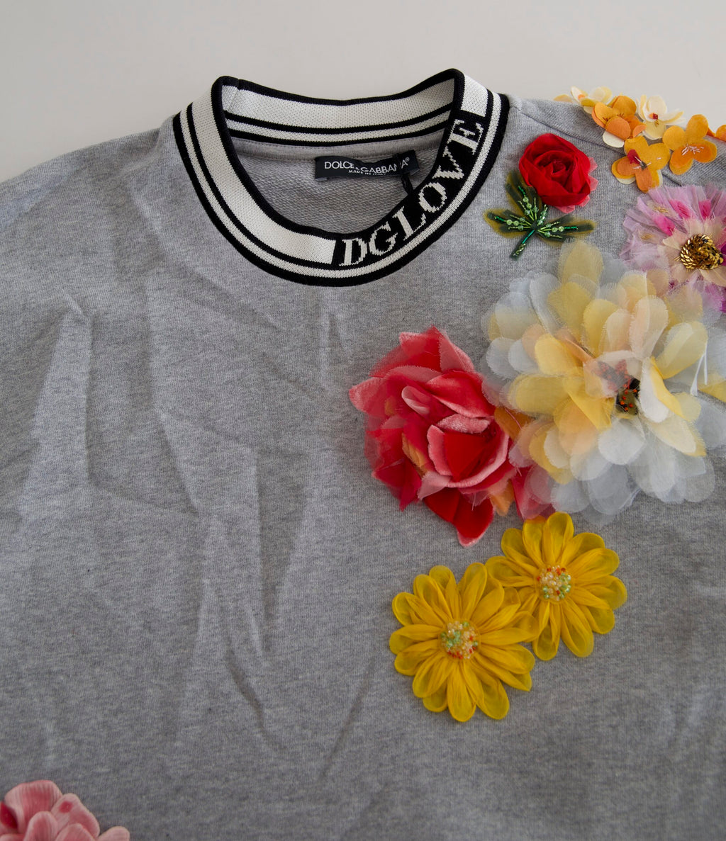 Dolce & Gabbana Grey DG Amore Queen Floral Sweater
