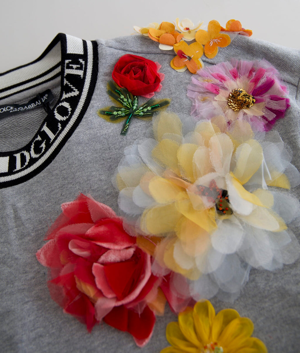 Dolce & Gabbana Grey DG Amore Queen Floral Sweater