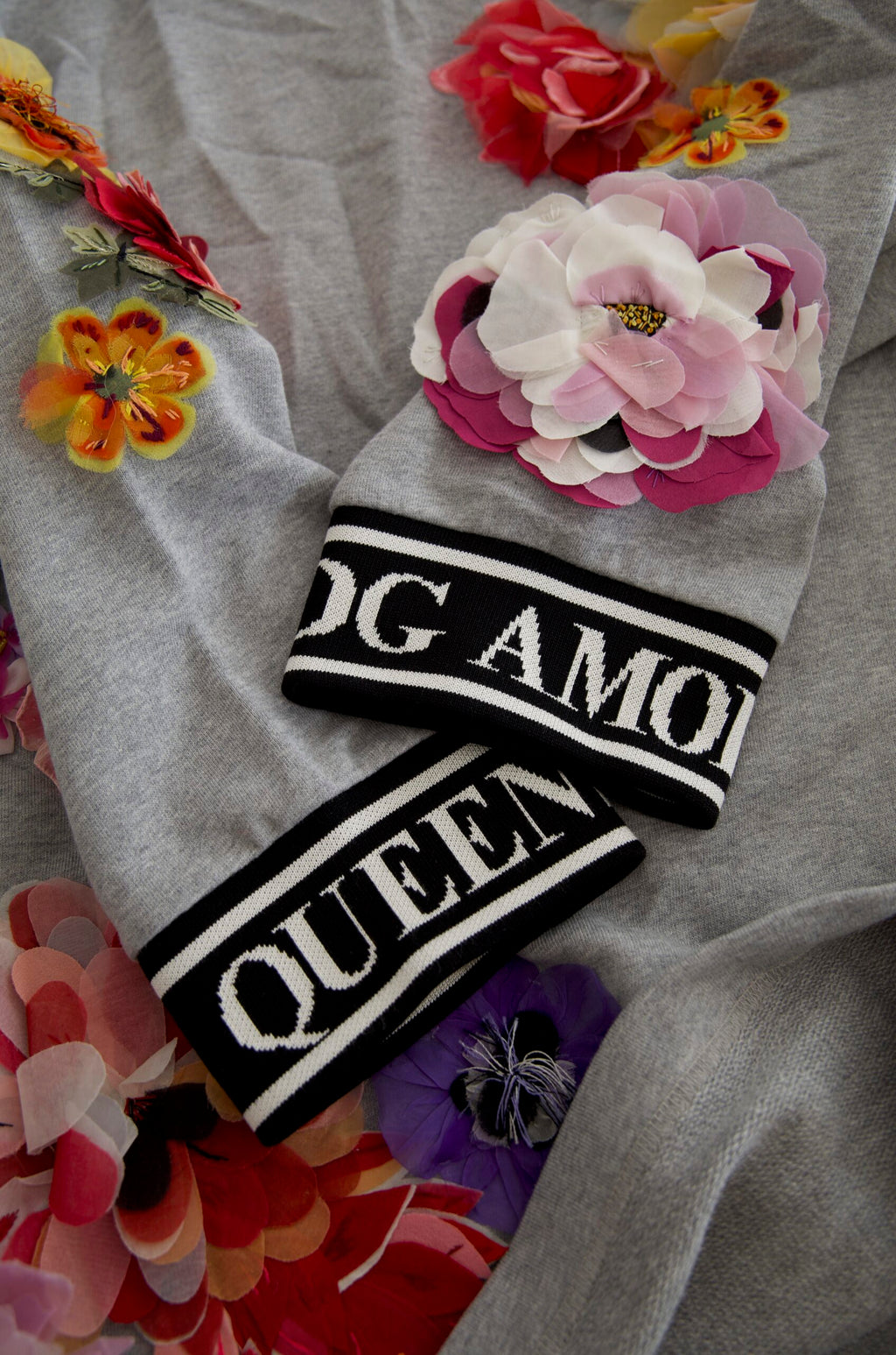 Dolce & Gabbana Grey DG Amore Queen Floral Sweater
