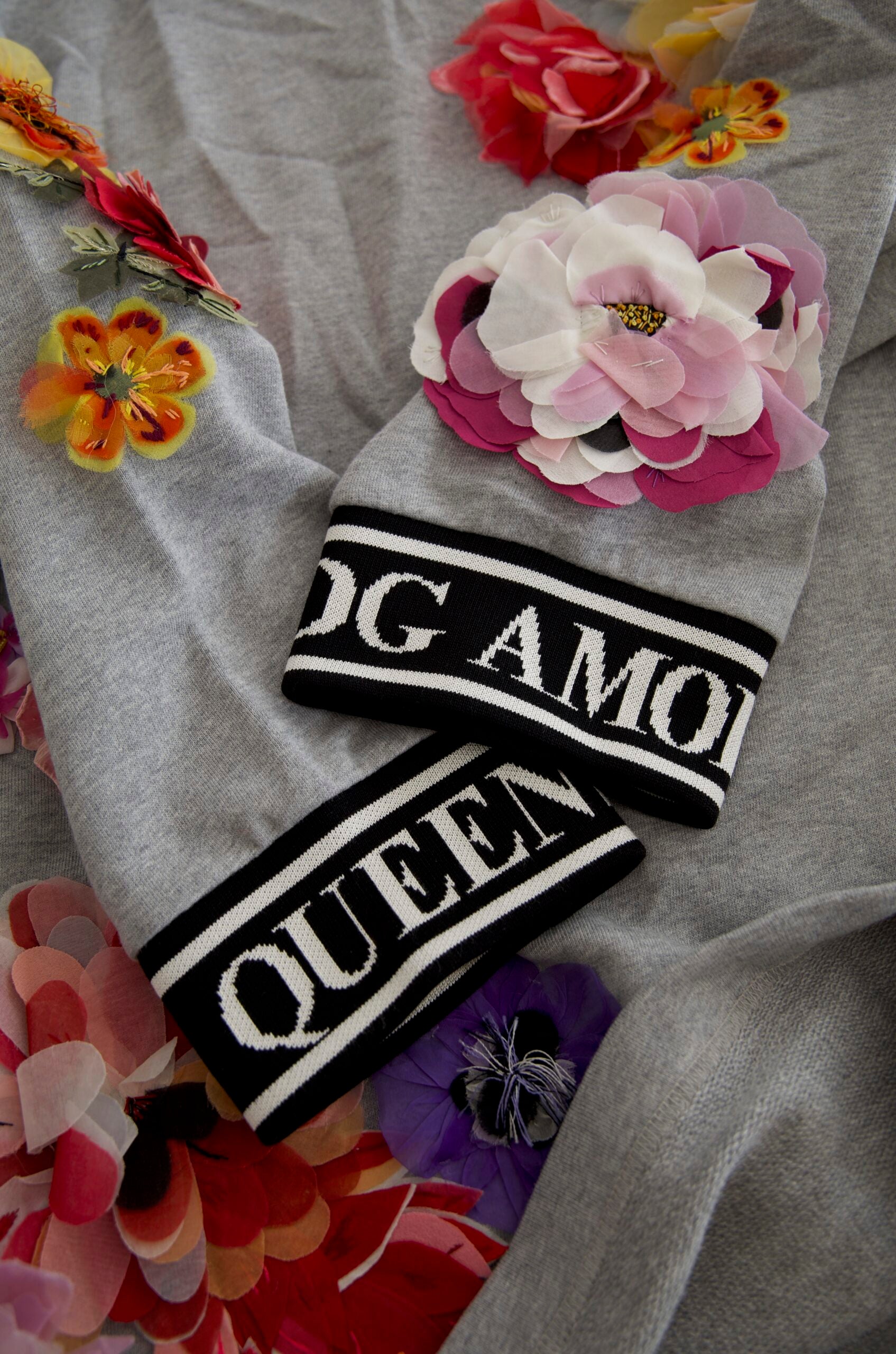 Dolce & Gabbana Grey DG Amore Queen Floral Sweater