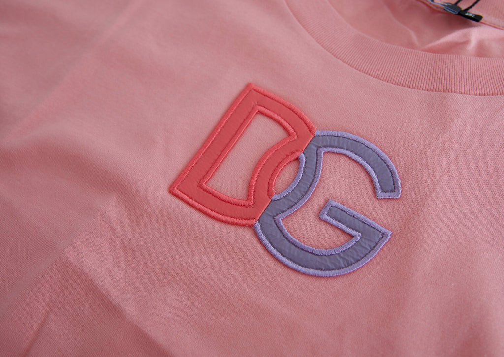 Dolce & Gabbana Rosa Baumwolle DG Logo Rundhalsausschnitt Tank-T-Shirt