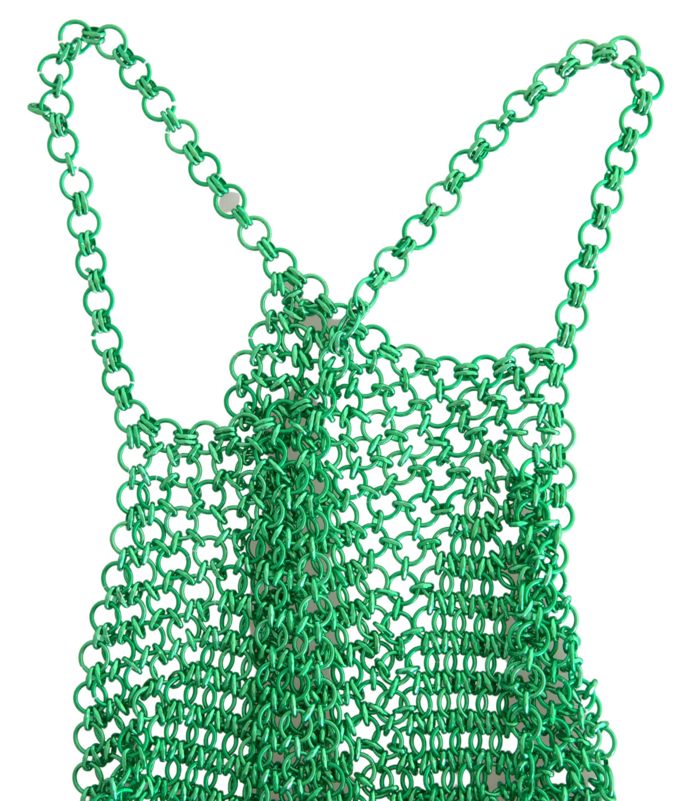 Dolce & Gabbana Green Aluminum Sleeveless Halter Top