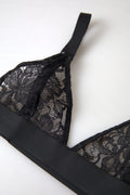 Dolce & Gabbana Schwarzer floraler Spitzen-Nylon-Stretch-BH Unterwäsche