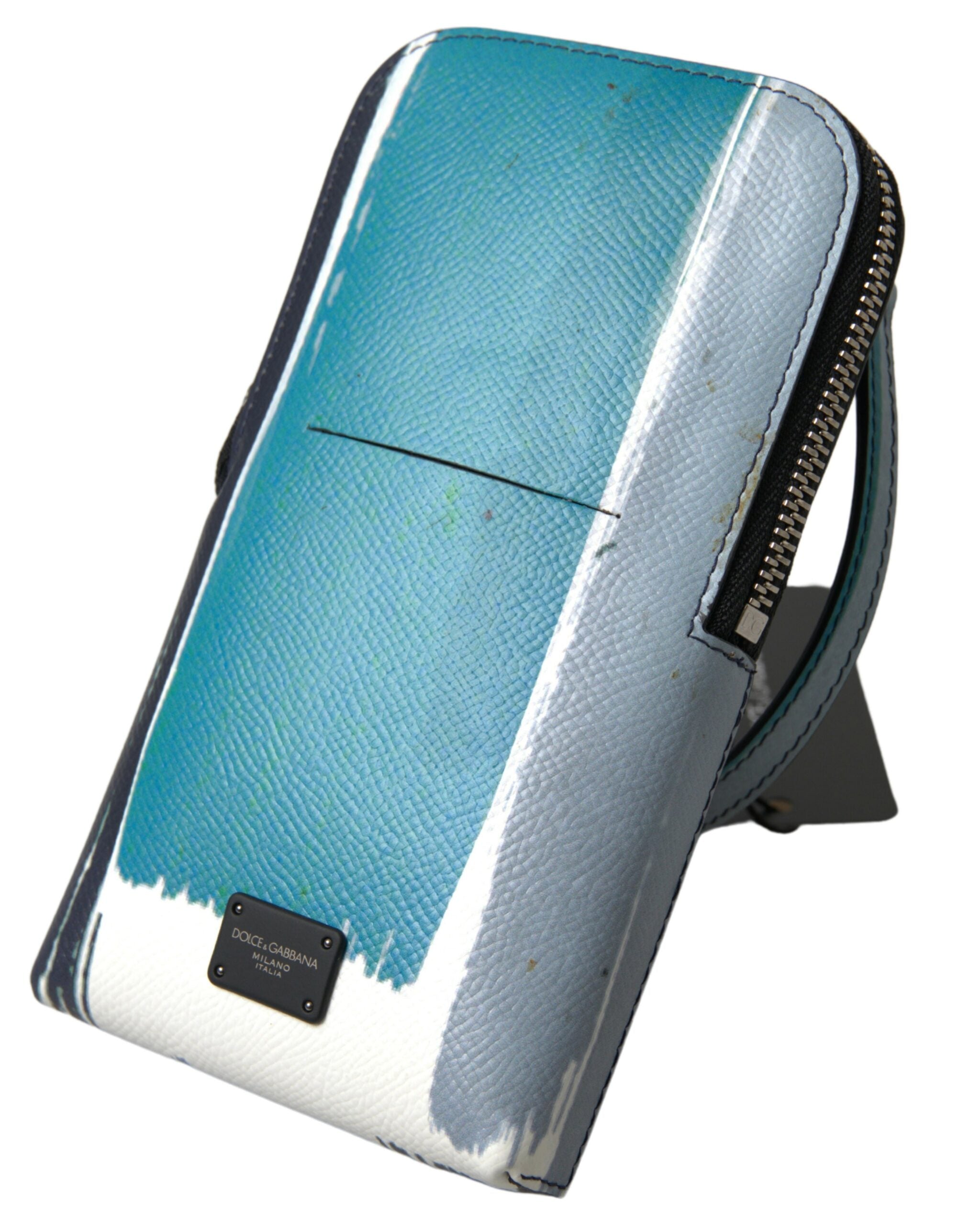 Dolce & Gabbana Blue Leather Wallet Crossbody Sling Phone Bag Unisex