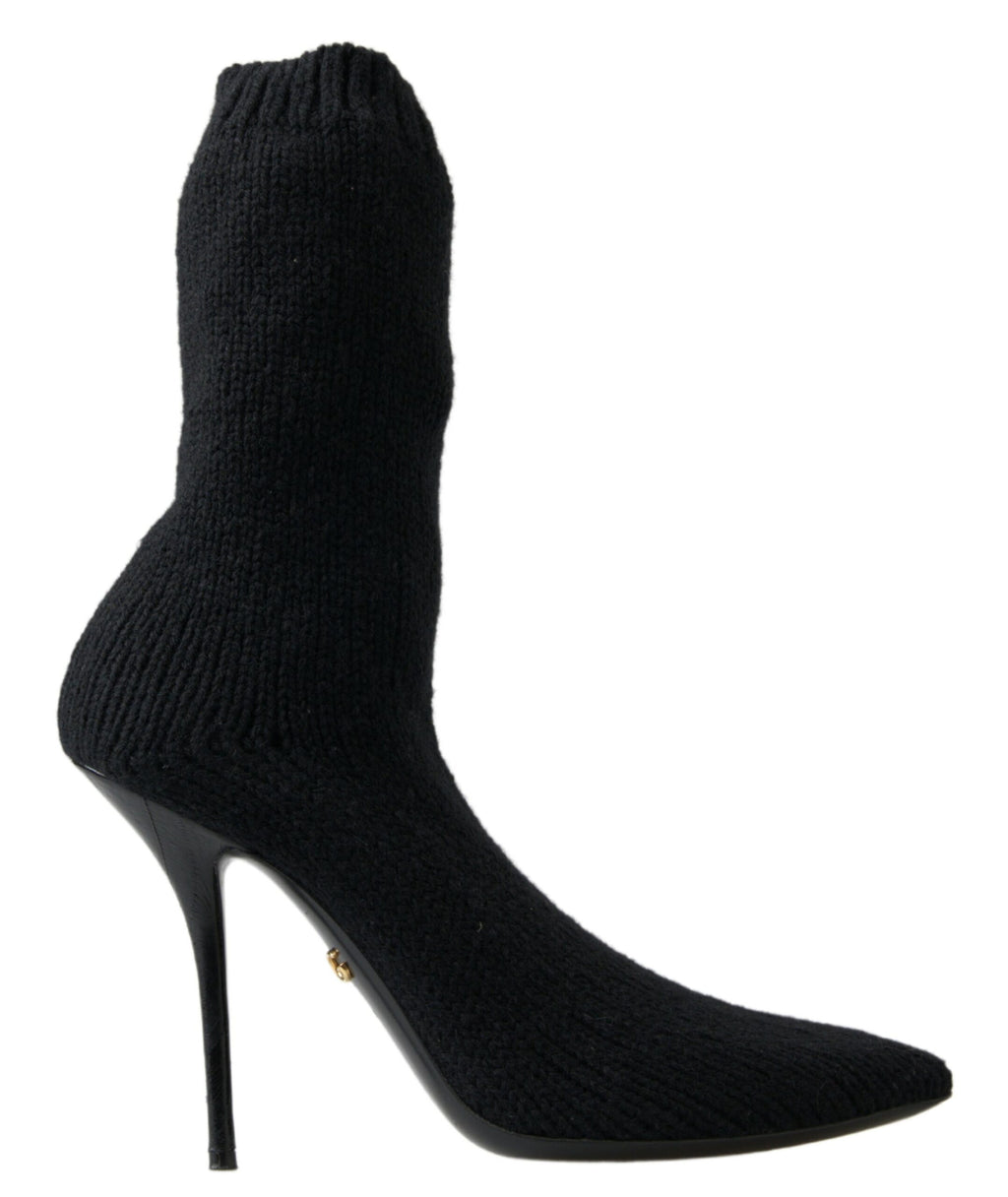 Dolce & Gabbana Black Stiletto Heel Mid-Calf Women's Boots Shoes
