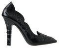 Dolce & Gabbana Schwarz CINDERELLA Floral Crystal Heels Schuhe