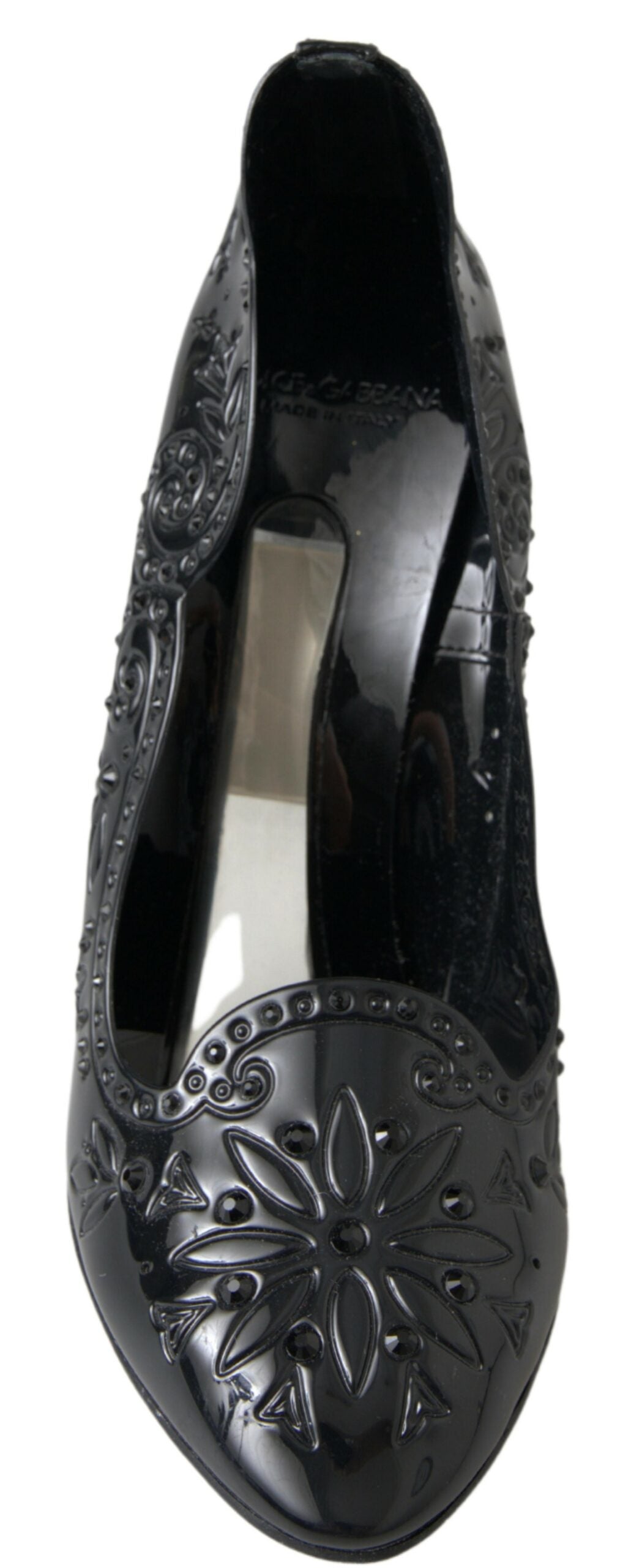 Dolce & Gabbana Schwarz CINDERELLA Floral Crystal Heels Schuhe