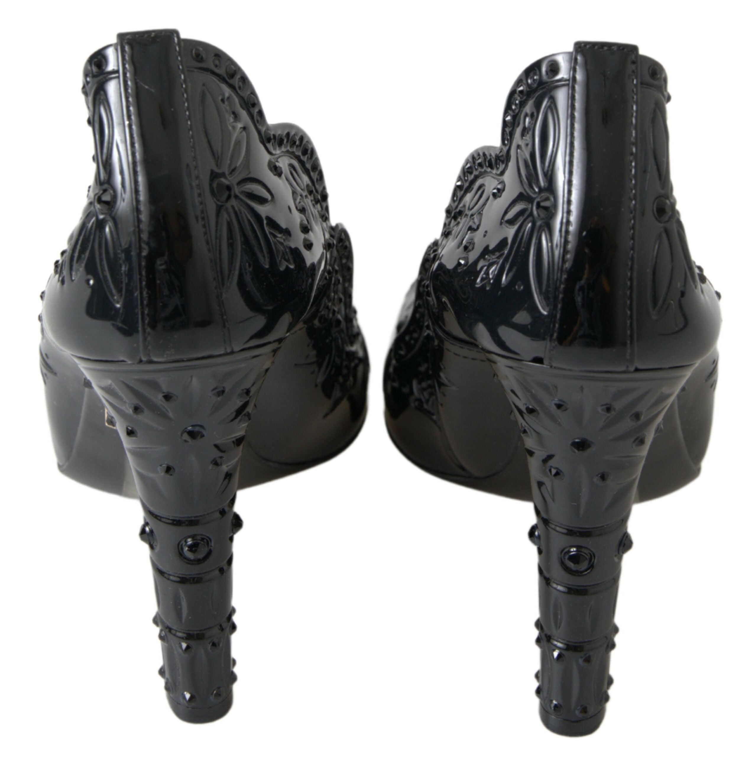 Dolce & Gabbana Schwarz CINDERELLA Floral Crystal Heels Schuhe