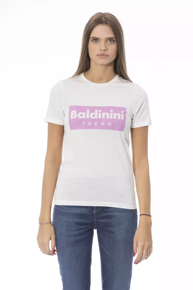 Baldinini Trend Weißes Baumwoll-T-Shirt für Damen