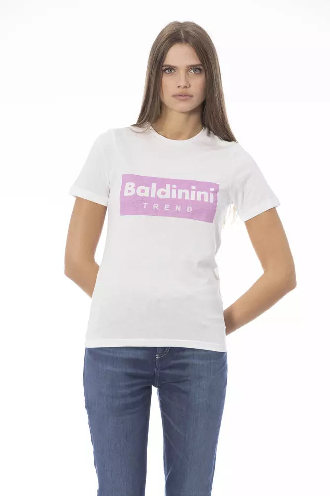 Baldinini Trend Weißes Baumwoll-T-Shirt für Damen