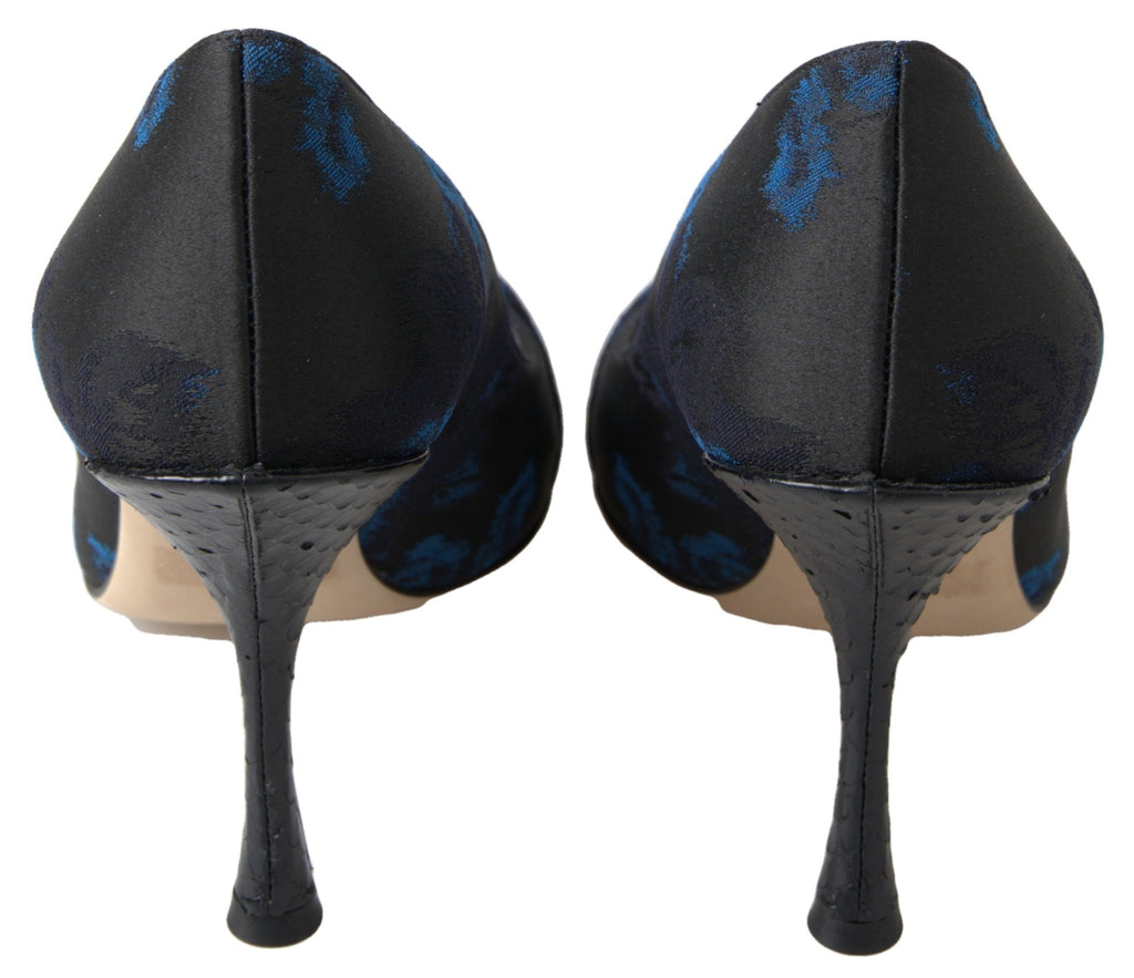 Dolce & Gabbana Blaue Floral Ayers Kristall Pumps Schuhe