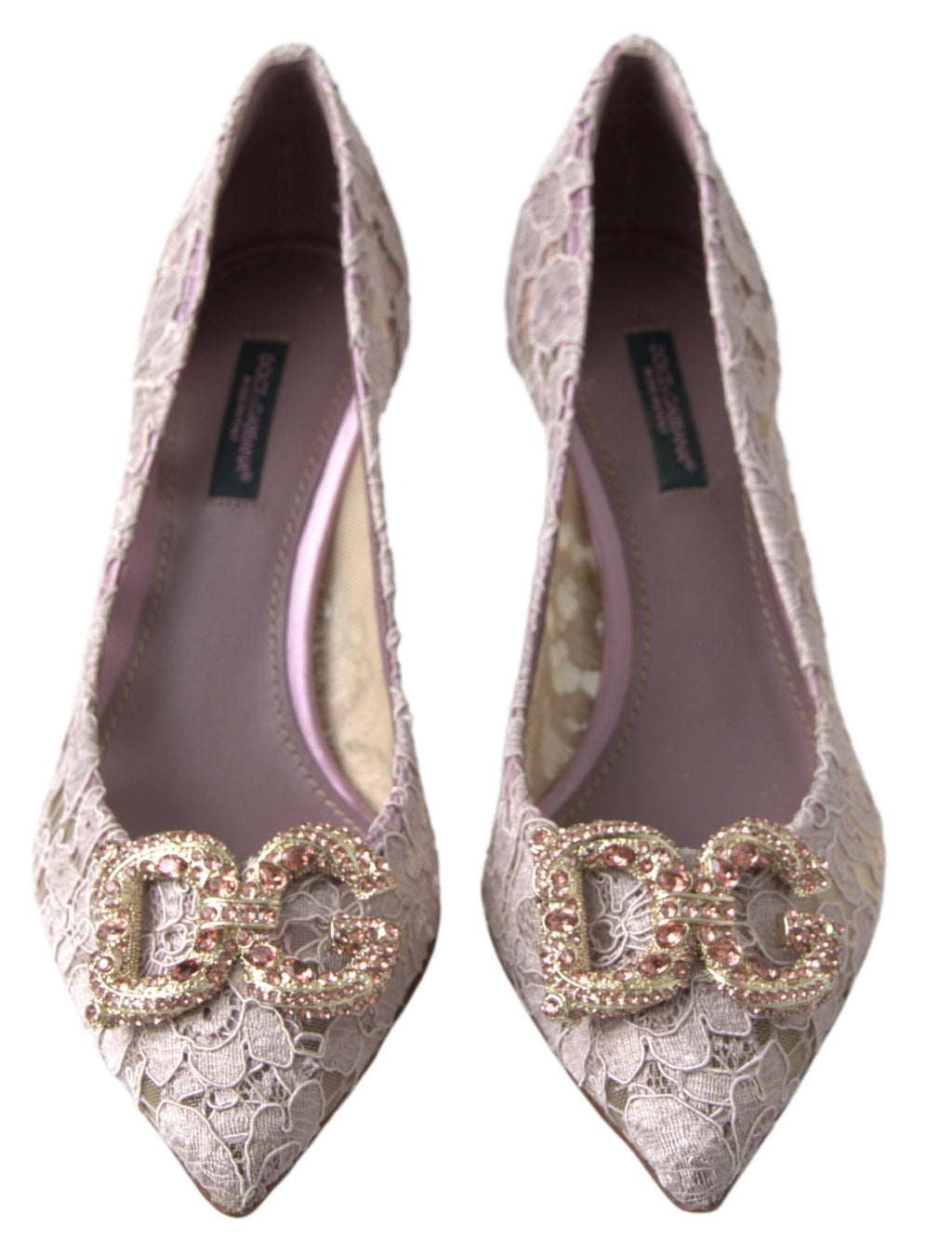 Dolce & Gabbana Rosa Floral Spitze DG Kristall Pumps Schuhe